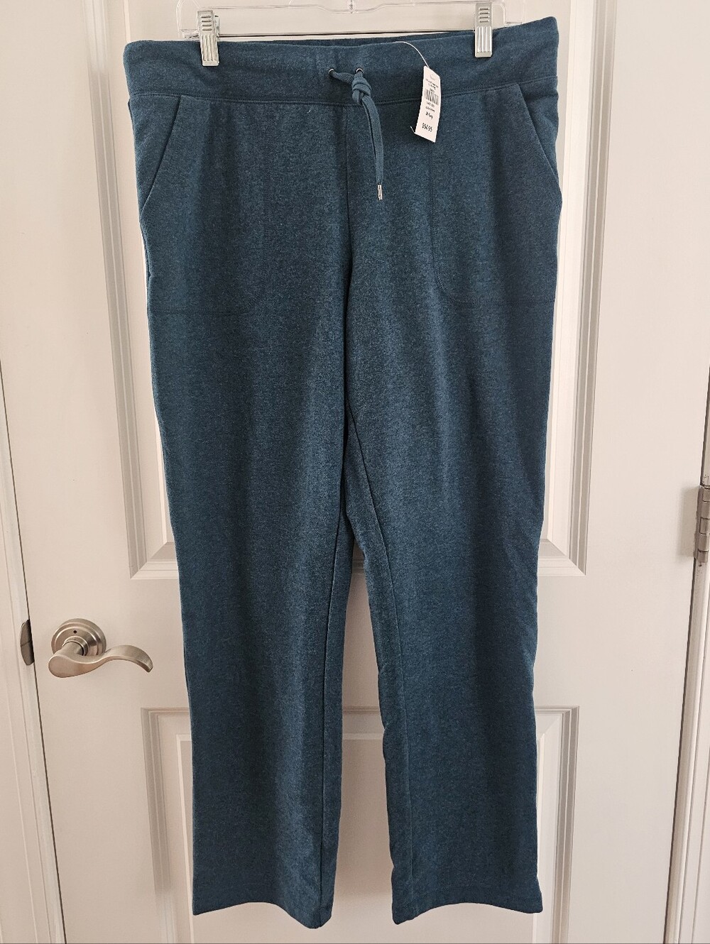 NWT LL BEAN Ultrasoft Marled Teal Straight Leg Sweat Pants - Medium
